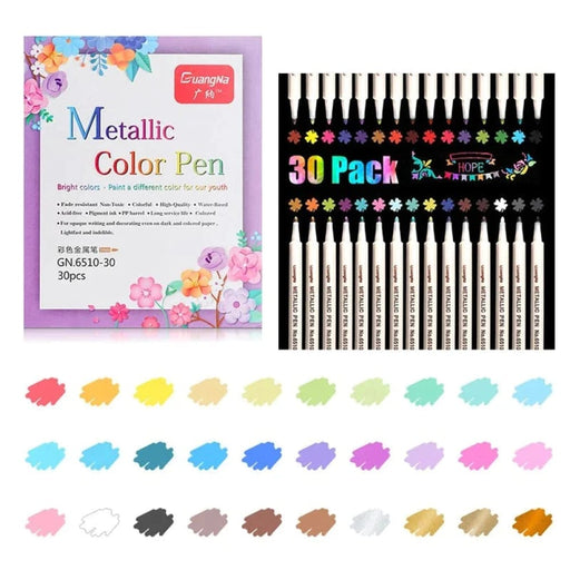 30 Soft Brush Metallic Art Markers Card Making Crafts Rock