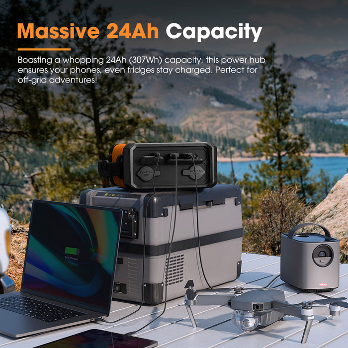 24Ah Lithium Portable Power Pack Build-In Led Lights Camping Outdoor