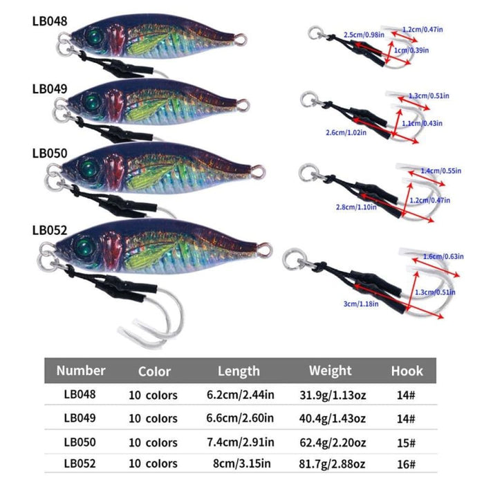 30g 10 Colour Set Of Slow Cranking Sea Fishing Lures