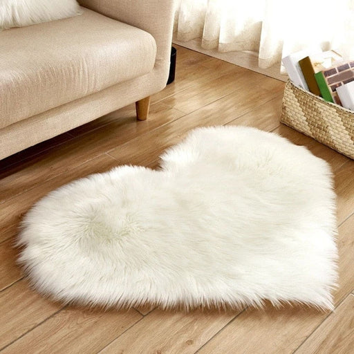 30x40cm Heart Shaped Fluffy Rug Shaggy Faux Wool Carpet