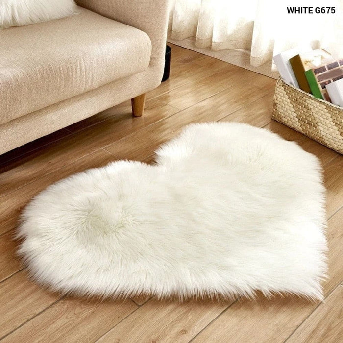 30x40cm Heart Shaped Fluffy Rug Shaggy Faux Wool Carpet