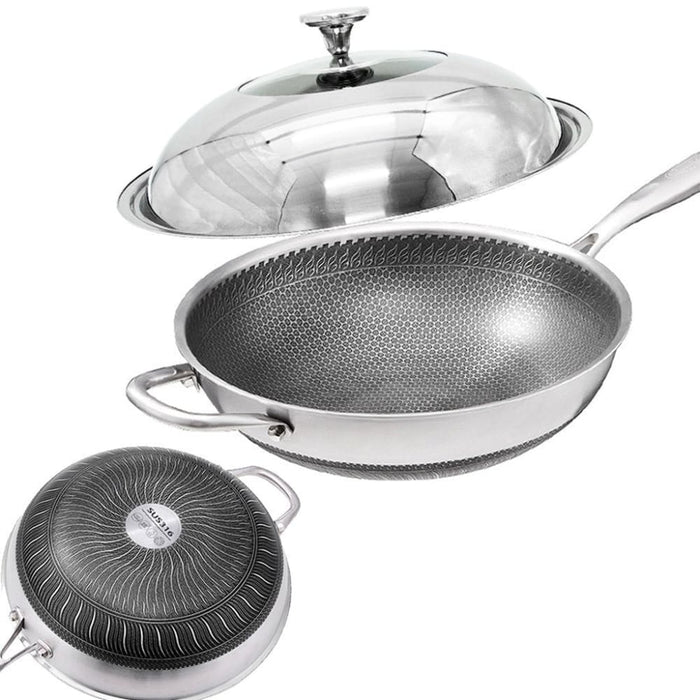 32cm 316 Stainless Steel Non - stick Stir Fry Cooking