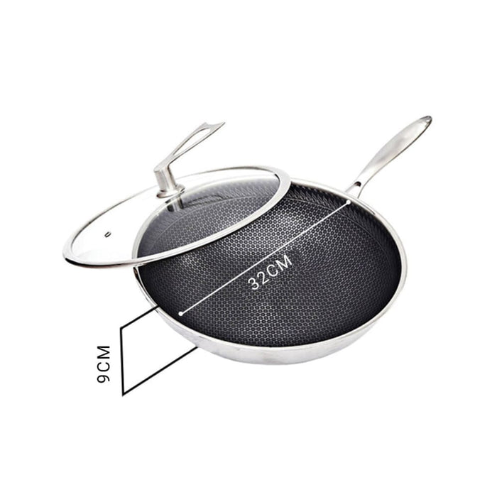 2x 32cm Stainless Steel Tri-ply Frying Cooking Fry Pan