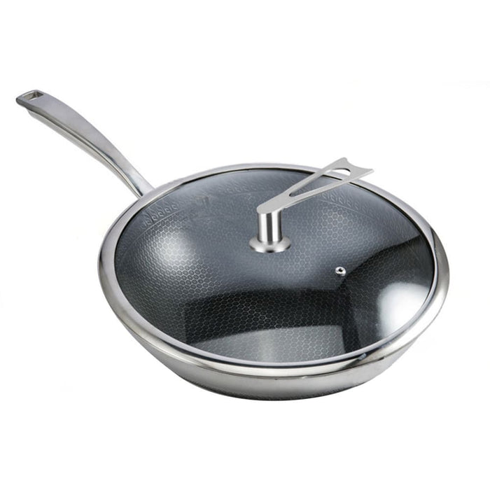 32cm Stainless Steel Tri-ply Frying Cooking Fry Pan Textured