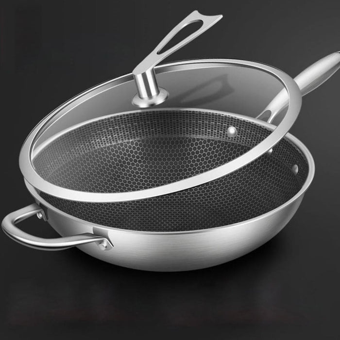 34cm Stainless Steel Tri-ply Frying Cooking Fry Pan Textured