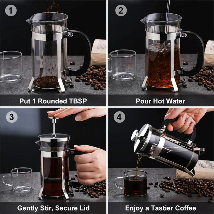 350ml Black Glass French Press Coffee Maker