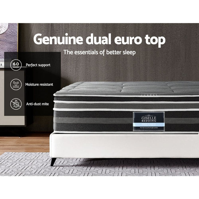 35cm King Mattress Bed 7 Zone Dual Euro Top Pocket Spring