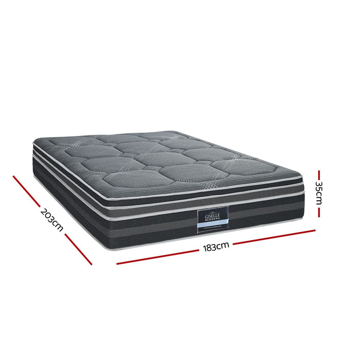 35cm King Mattress Bed 7 Zone Dual Euro Top Pocket Spring
