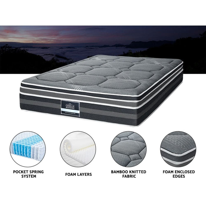35cm King Mattress Bed 7 Zone Dual Euro Top Pocket Spring