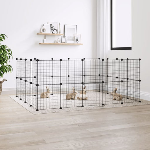 36-panel Pet Cage With Door Black 35x35 Cm Steel Tooabtk