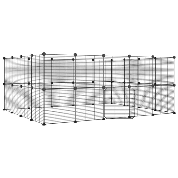 36-panel Pet Cage With Door Black 35x35 Cm Steel Tooabap