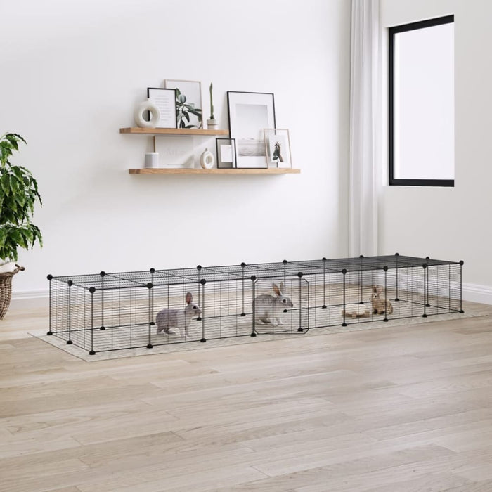 36-panel Pet Cage With Door Black 35x35 Cm Steel Tooablb