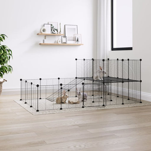36-panel Pet Cage With Door Black 35x35 Cm Steel Tooablx