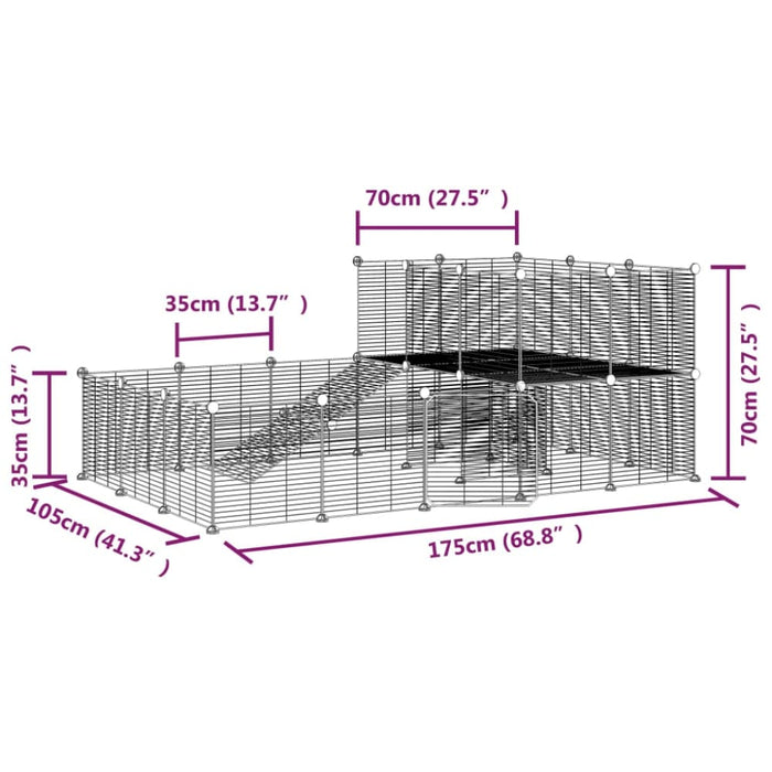 36-panel Pet Cage With Door Black 35x35 Cm Steel Tooablx