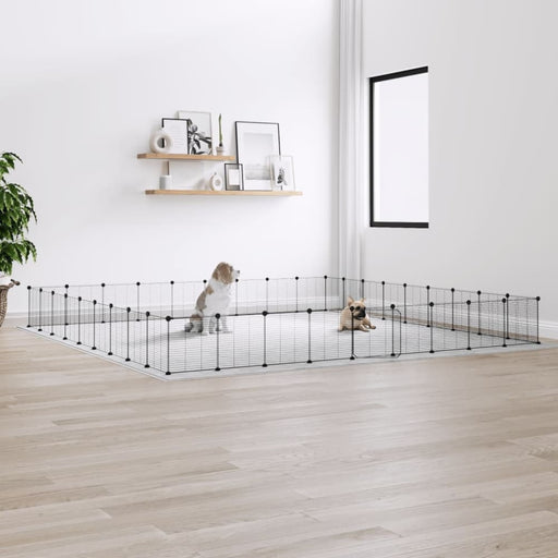 36-panel Pet Cage With Door Black 35x35 Cm Steel Tooabxi