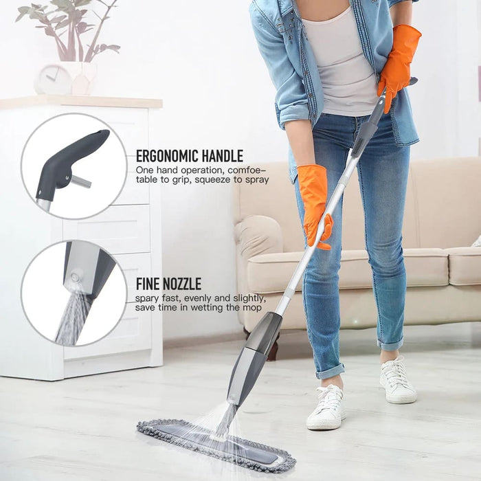 360 Degree Handle Wooden Floor Mop with Reusable Microfiber