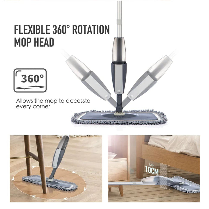 360 Degree Handle Wooden Floor Mop with Reusable Microfiber