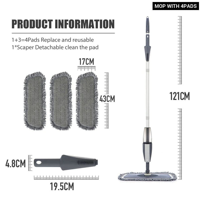 360 Degree Handle Wooden Floor Mop with Reusable Microfiber