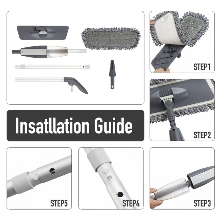 360 Degree Handle Wooden Floor Mop with Reusable Microfiber