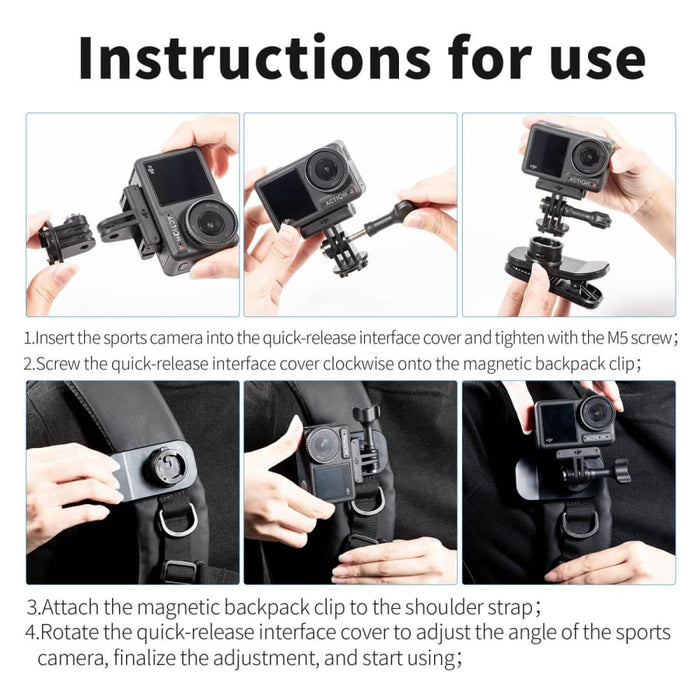 360 Degree Rotation Backpack Clip Magnetic Suction Mount