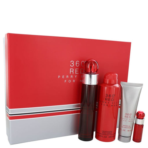 360 Red Gift Set - 3.4 Oz Edt Spray + .25 Mini + 6.8 Body