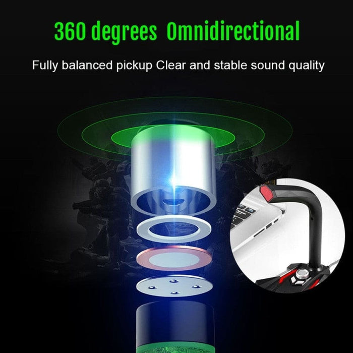 360 Omnidirectional Dynamic Usb Wired Dual Mic Led