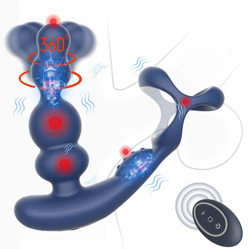 360 Rotating Prostate Vibrator with Dual Motors and Remote