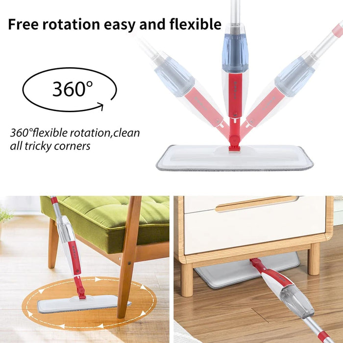 360° Rotation Long Handle Spray Floor Mop With Reusable