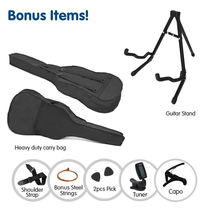 38in Pro Cutaway Acoustic Guitar with Bag - Natural