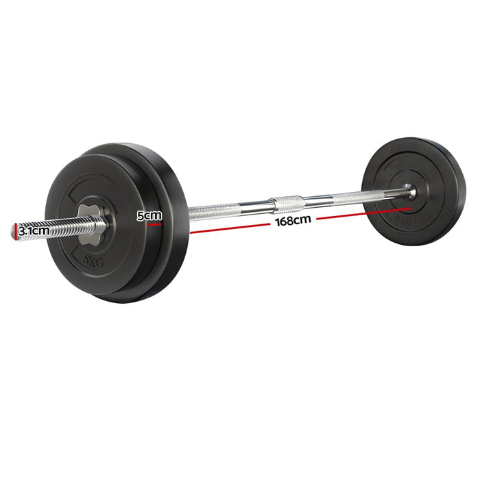 38kg Barbell Weight Set Plates Bar Bench Press Fitness