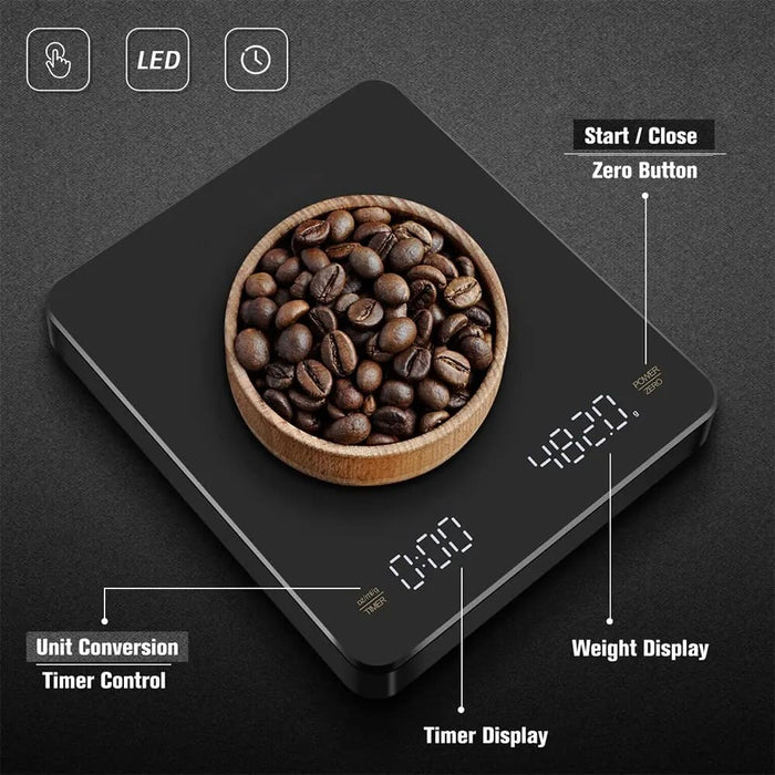 3kg Usb Coffee Scale with Timer Led Screen