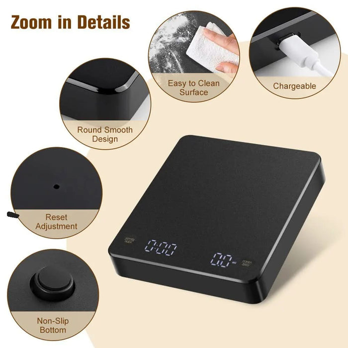 3kg Usb Coffee Scale with Timer and Led Screen