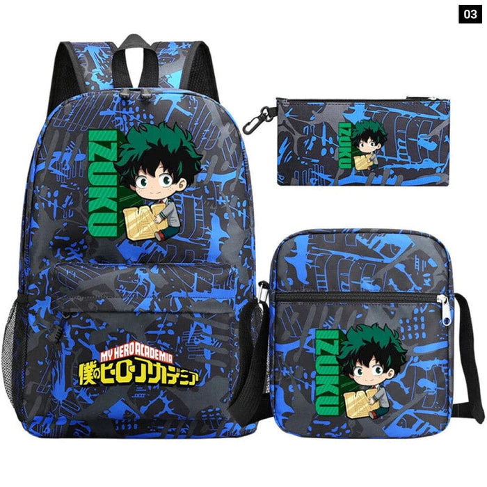 3pc Deku Backpack Set for Boys Girls my Hero Academia
