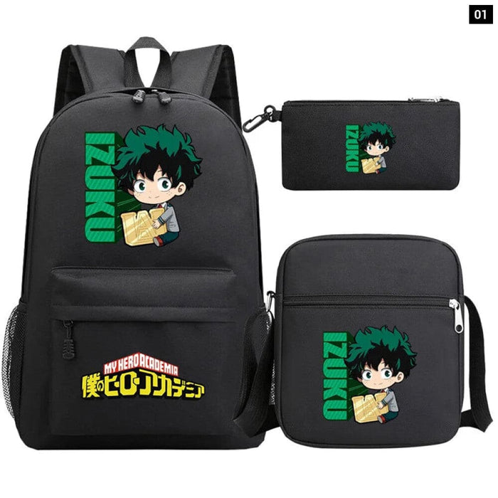 3pc Deku Backpack Set for Boys Girls my Hero Academia