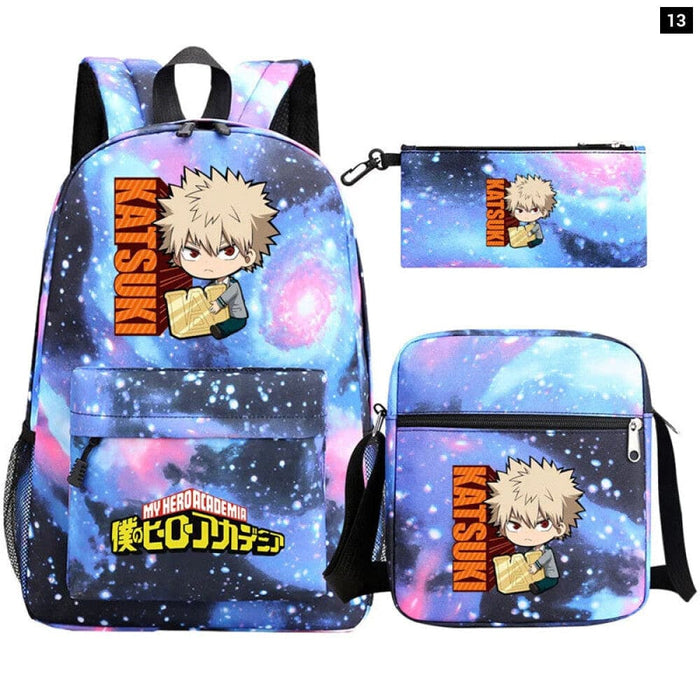 3pc Deku Backpack Set for Boys Girls my Hero Academia