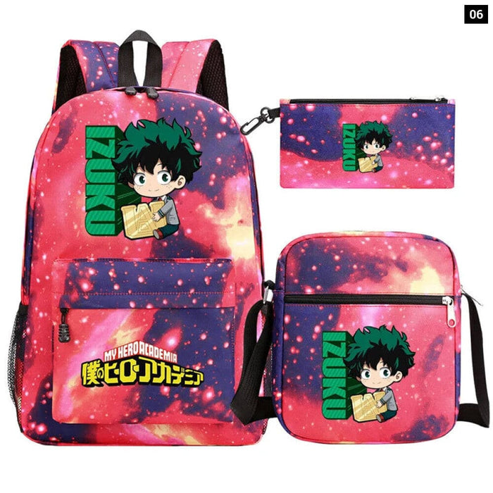 3pc Deku Backpack Set for Boys Girls my Hero Academia