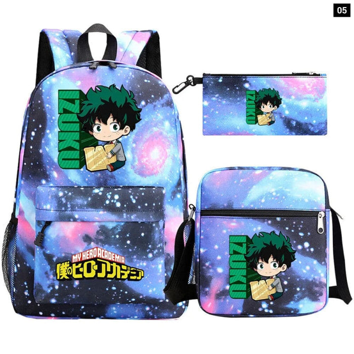 3pc Deku Backpack Set for Boys Girls my Hero Academia