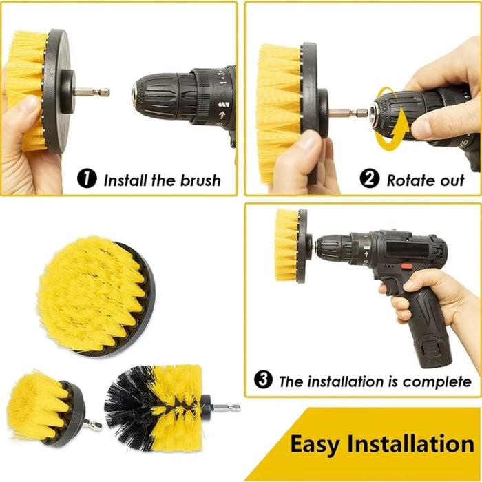 3pc Drill Brush Set for Showers Tubs and Tile Cleaning