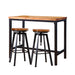 3pc Industrial Pub Table Bar Stools Wood Chair Set Home