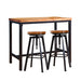 3pc Industrial Pub Table Bar Stools Wood Chair Set Home