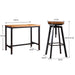 3pc Industrial Pub Table Bar Stools Wood Chair Set Home