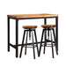 3pc Industrial Pub Table Bar Stools Wood Chair Set Home