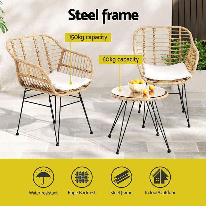 3pc Outdoor Furniture Bistro Set Lounge Setting Table
