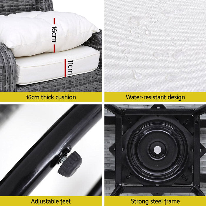 3pc Outdoor Furniture Bistro Set Lounge Wicker Swivel