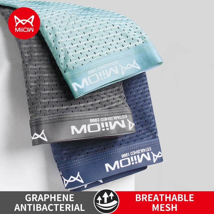 3pcs Boxer Men Underwear Mesh Breathable Antibacterial
