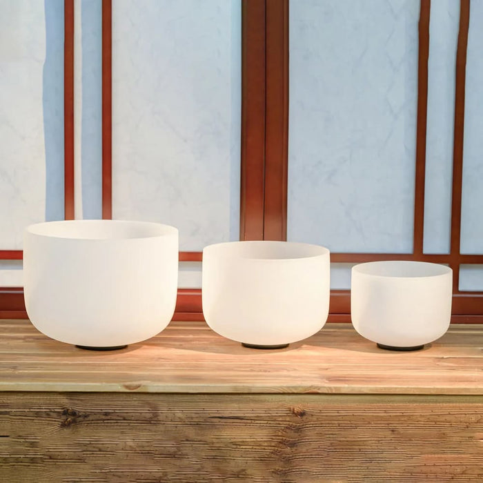 3pcs 8’g 10’e 12’c Chakra Frosted Quartz Crystal Singing