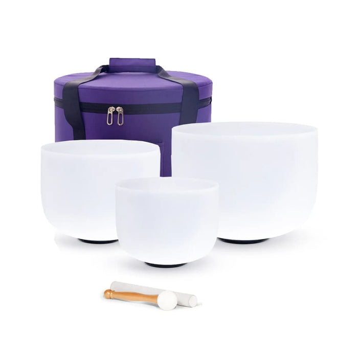 3pcs 8’g 10’e 12’c Chakra Frosted Quartz Crystal Singing