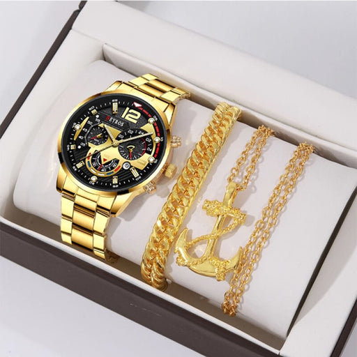 3pcs Set Fashion Mens Business Watches Male Casual