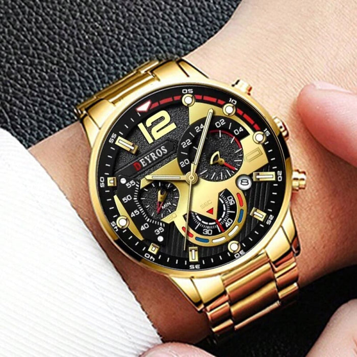 3pcs Set Fashion Mens Business Watches Male Casual