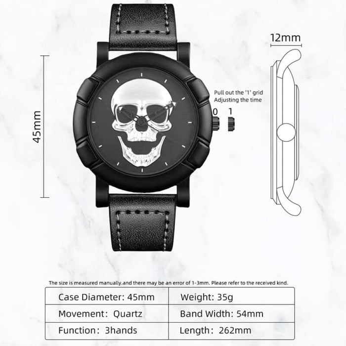 3pcs Set Fashion Mens Skull Watches Classic Men Business